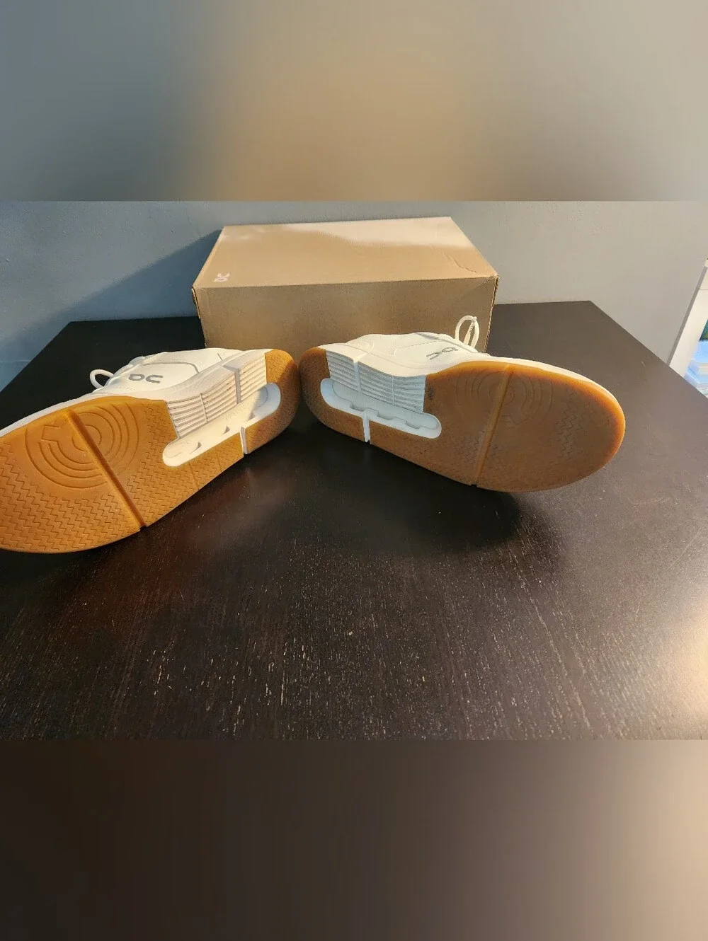 On Running Roger Clubhouse White Low-Top Sneakers with Gum Outsole. QC. Run Big